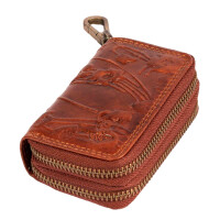 MATADOR Leder Auto Motorrad Schlüsseltasche Schlüsseletui Blumen Braun