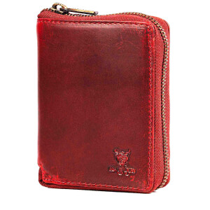 MATADOR Leder Damen Herren Geldbörse Geldbeutel Brieftasche RFID Rot