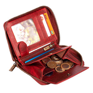 MATADOR Leder Damen Herren Geldbörse Geldbeutel Brieftasche RFID Rot