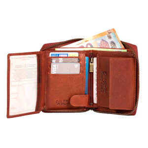 MATADOR EDINBURGH Leder Damen Herren Portemonnaie Karo Braun