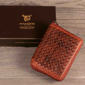 MATADOR EDINBURGH Leder Damen Herren Portemonnaie Karo Braun