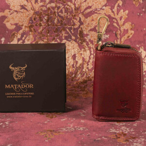 MATADOR BARI Leder Auto-Motorrad-Schlüssel-Tasche-Etui Rot