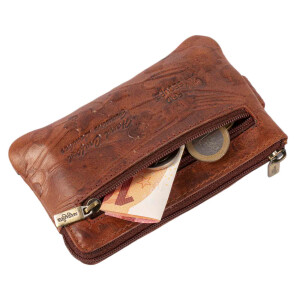 MATADOR BRISTOL Leder Schlüsselmäppchen Auto Motorrad Blumen Braun