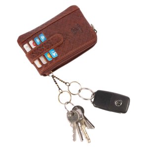 MATADOR Leder Schlüsseletui Auto Motorrad RFID Karo Braun K-0111