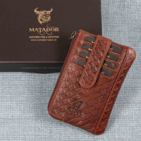 MATADOR Leder Schlüsseletui Auto Motorrad RFID Karo Braun K-0111