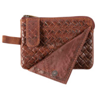 MATADOR Leder Schlüsselmäppchen Schlüsseltasche 2 Ringe Karo-Braun