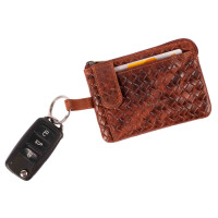 MATADOR Leder Schlüsselmäppchen Schlüsseltasche 2 Ringe Karo-Braun