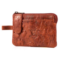 MATADOR CUSCO Leder Schlüsseltasche 2 Schlüsselringe Blumen Braun