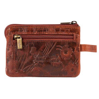 MATADOR CUSCO Leder Schlüsseltasche 2 Schlüsselringe Blumen Braun