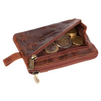 MATADOR CUSCO Leder Schlüsseltasche 2 Schlüsselringe Blumen Braun