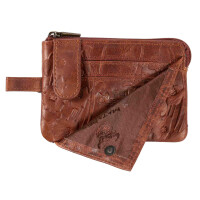 MATADOR CUSCO Leder Schlüsseltasche 2 Schlüsselringe Blumen Braun