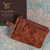 MATADOR CUSCO Leder Schlüsseltasche 2 Schlüsselringe Blumen Braun