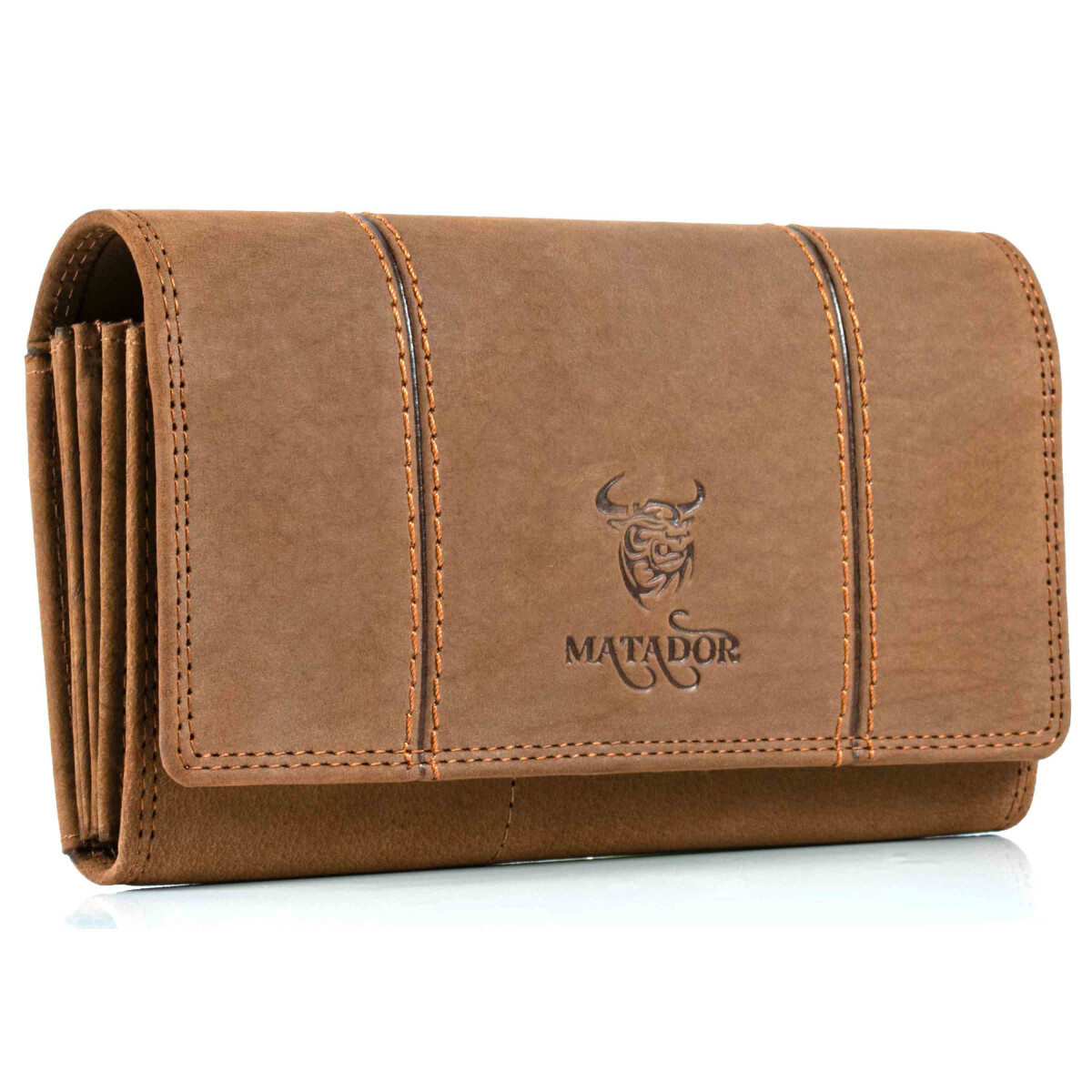 MATADOR Damen Portemonnaie Cadiz Rot - Echtleder Geldbörse Mit RFID Schutz Geschenkbox
