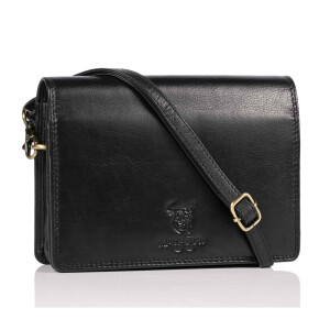 MATADOR Handytasche zum Umhängen Damen Leder Handtasche Schwarz