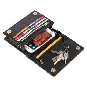MATADOR Handytasche zum Umhängen Damen Leder Handtasche Schwarz