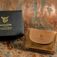 MATADOR GENF Damen Herren Portemonnaie Klein Leder RFID Hell-Braun