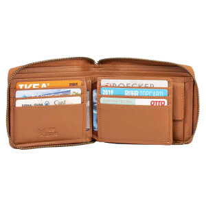 MATADOR Herren Leder Geldbörse Brieftasche TüV RFID Hell-Braun