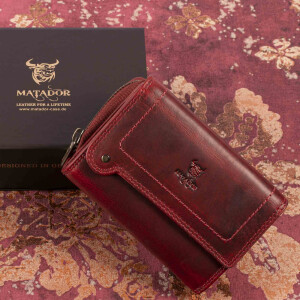 MATADOR PERTH Damen Leder Geldbörse Geldbeutel Portemonnaie Rot