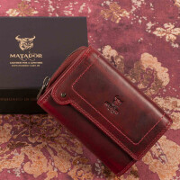 MATADOR PERTH Damen Leder Geldbörse Geldbeutel Portemonnaie Rot