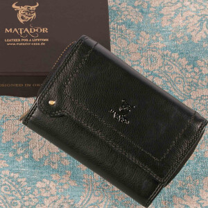 MATADOR PERTH Damen Leder Geldbörse Portemonnaie RFID Schwarz
