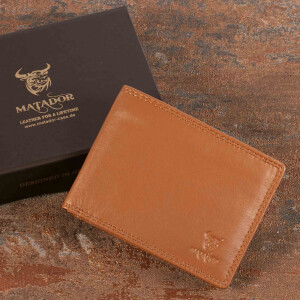 MATADOR® Herren Leder Portemonnaie Geldbeutel RFID TüV Hell-Braun