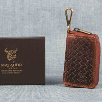 MATADOR Leder Schlüsseletui Auto Motorrad K65 Karo Braun