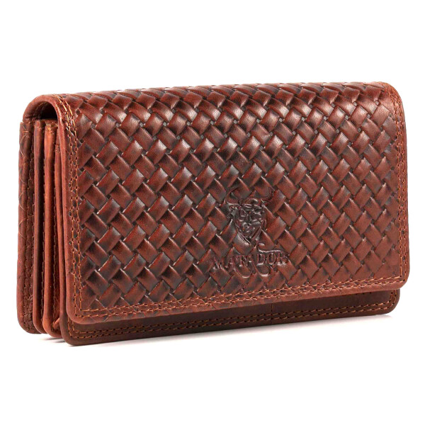 MATADOR VENEDIG Leder Damen Geldtasche Geldbörse Karo Braun