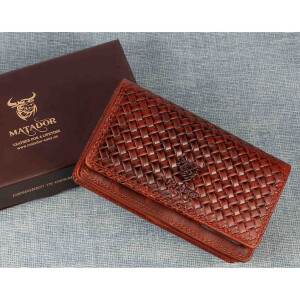 MATADOR VENEDIG Leder Damen Geldtasche Geldbörse Karo Braun