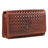 MATADOR VENEDIG Leder Damen Geldtasche Geldbörse Karo Braun