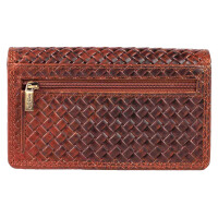 MATADOR VENEDIG Leder Damen Geldtasche Geldbörse Karo Braun