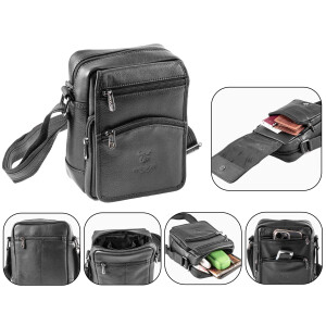 MATADOR AVEIRO Leder Schultertasche klein Leder Nappa Schwarz