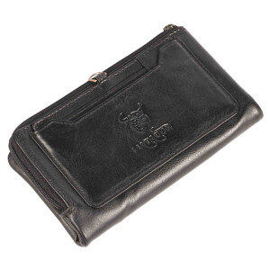 MATADOR Leder Portemonnaie Gross Handyfach RFID TüV Schwarz