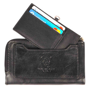 MATADOR Leder Portemonnaie Gross Handyfach RFID TüV Schwarz