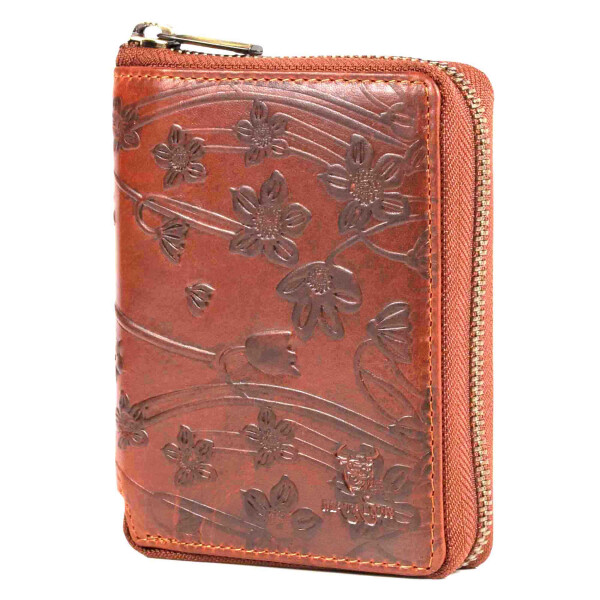 MATADOR EDINBURGH Leder Damen Geldbörse Geldbeutel Blumen Braun
