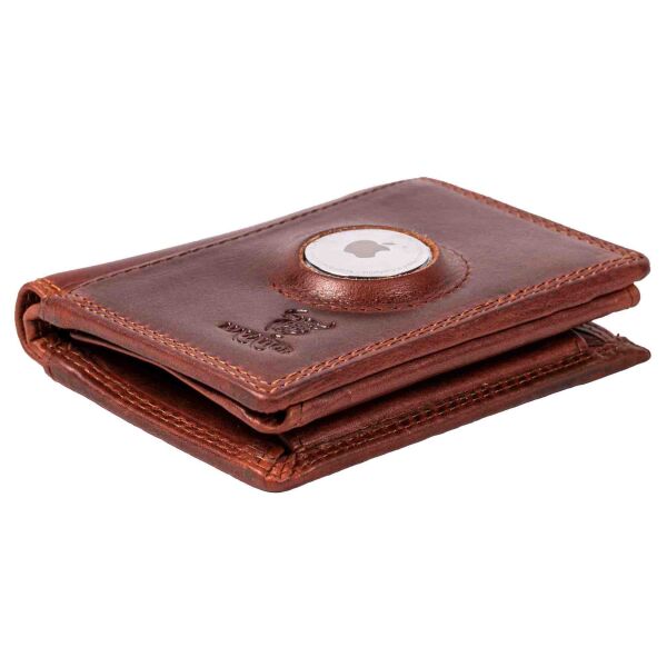 Portafoglio Anti RFID uomo pelle marrone mini portamonete | Acciaio
