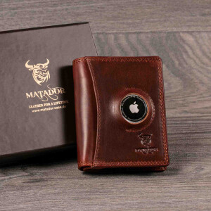 MATADOR Leder Geldbörse Herren Klein AirTag Fach TüV RFID Braun