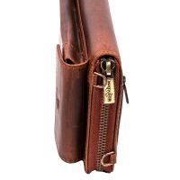 MATADOR Leder Handy Umhängetasche mit Handytasche Braun