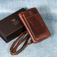 MATADOR Leder Handy Umhängetasche mit Handytasche Braun