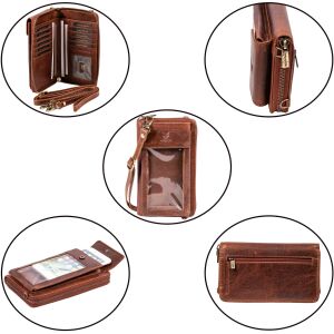 MATADOR 2 in 1 Leder Umhängetasche Handytasche zum Umhängen Braun