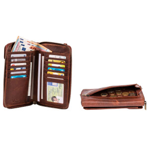 MATADOR 2in1 Leder Umhängetasche Handytasche zum Umhängen Braun