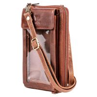 MATADOR 2 in 1 Leder Umhängetasche Handytasche zum Umhängen Braun