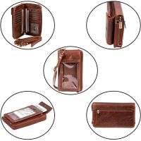 MATADOR 2 in 1 Leder Umhängetasche Handytasche zum Umhängen Braun