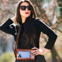 MATADOR 2 in 1 Leder Umhängetasche Handytasche zum Umhängen Braun