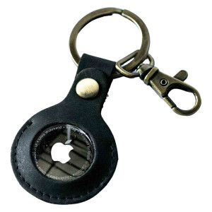 MATADOR Leder AirTag Schlüsselring Karabiner Schwarz