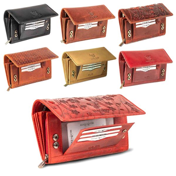 MATADOR PRAG Leder Damen Langbörse Geldbörse RFID TüV 7 Farben