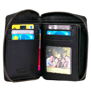 MATADOR Leder Portemonnaie GRANADA RFID Karo Schwarz