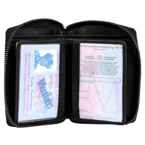 MATADOR Leder Portemonnaie GRANADA RFID Karo Schwarz