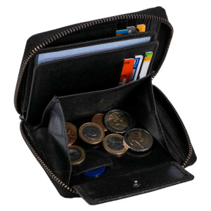 MATADOR Leder Portemonnaie GRANADA RFID Karo Schwarz