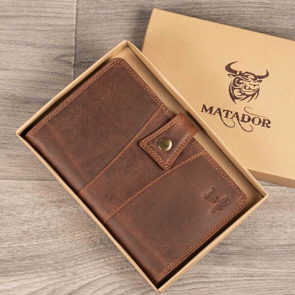 MATADOR AirTag Wallet – Handgemachte Leder Geldbörse Mit RFID-Schutz, Handyfach Bis 6,2 Zoll, In Geschenkbox