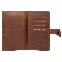 MATADOR Reisepass Leder Etui Hülle Organizer Handyfach Dunkel-Braun